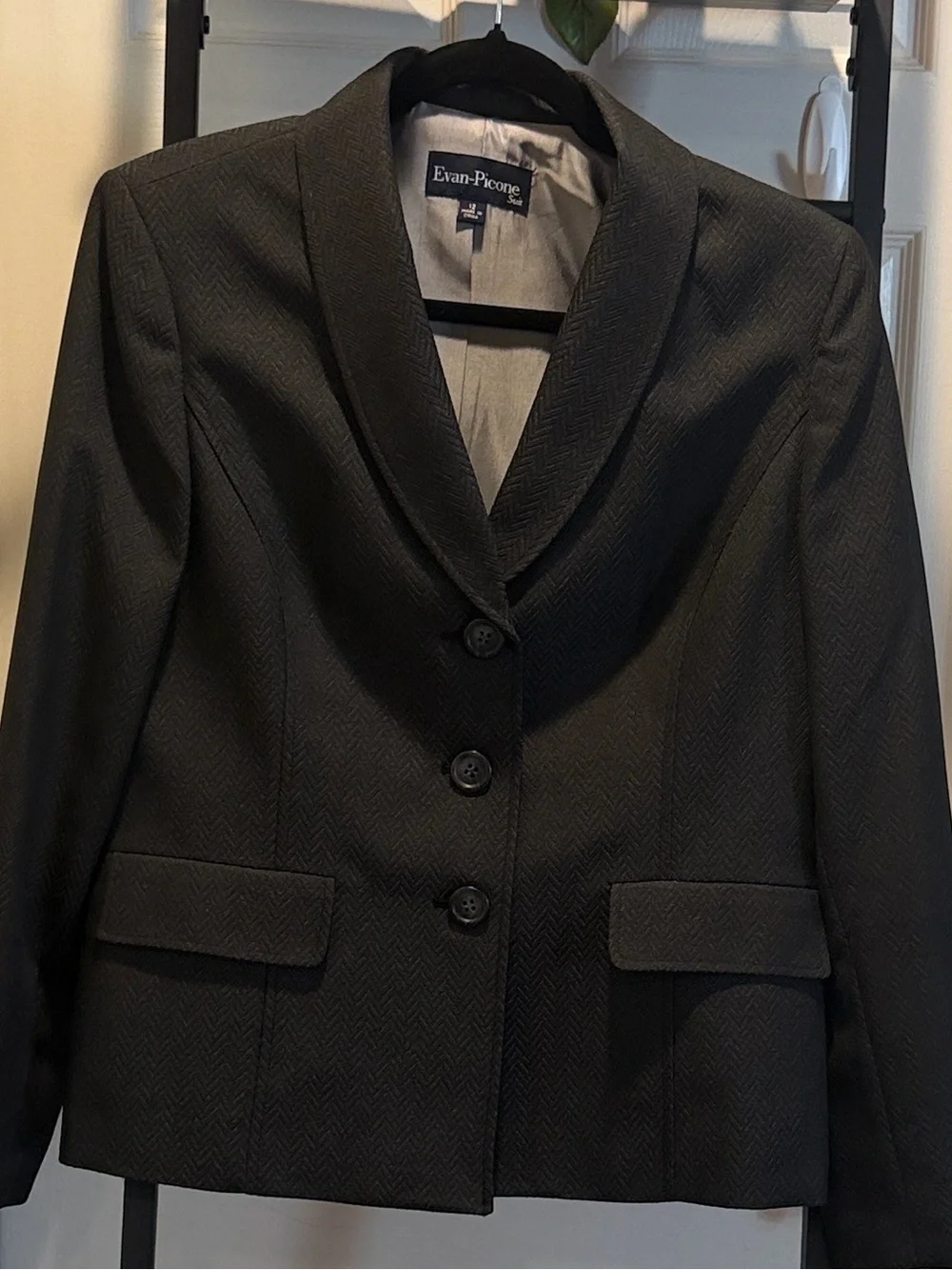 Evan Picone Charcoal Notch-Lapel Blazer Office Wear Church Career Minimalist